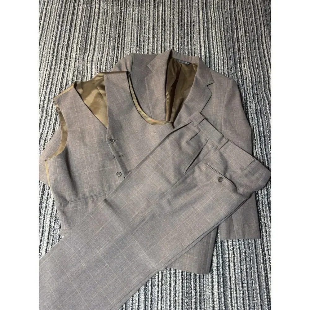 Vintage Christian Dior Jeune Homme Boys 3 Piece Suit Plaid Jacket Vest Pants